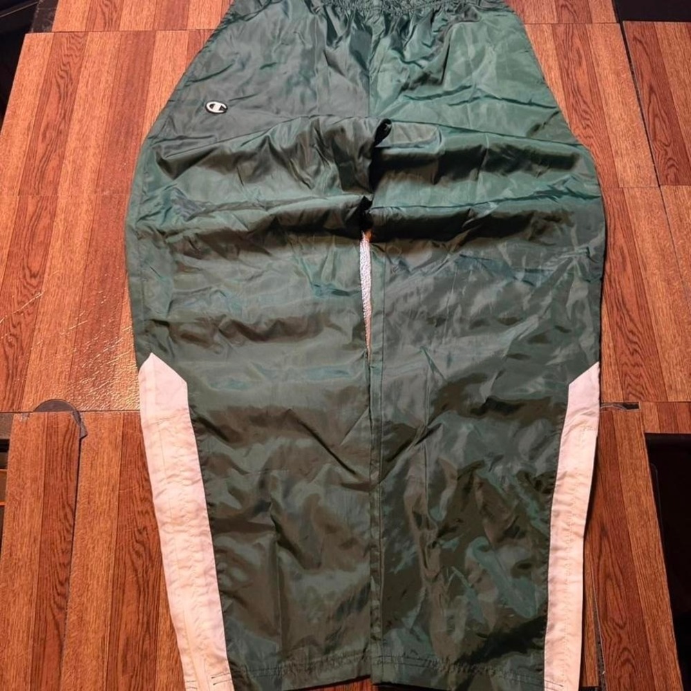 Champion Green Striped Retro Tech Sportswear‎ Baggy Hem Track Pants Medium